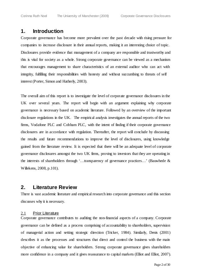 Dissertation corporate governance and disclosure